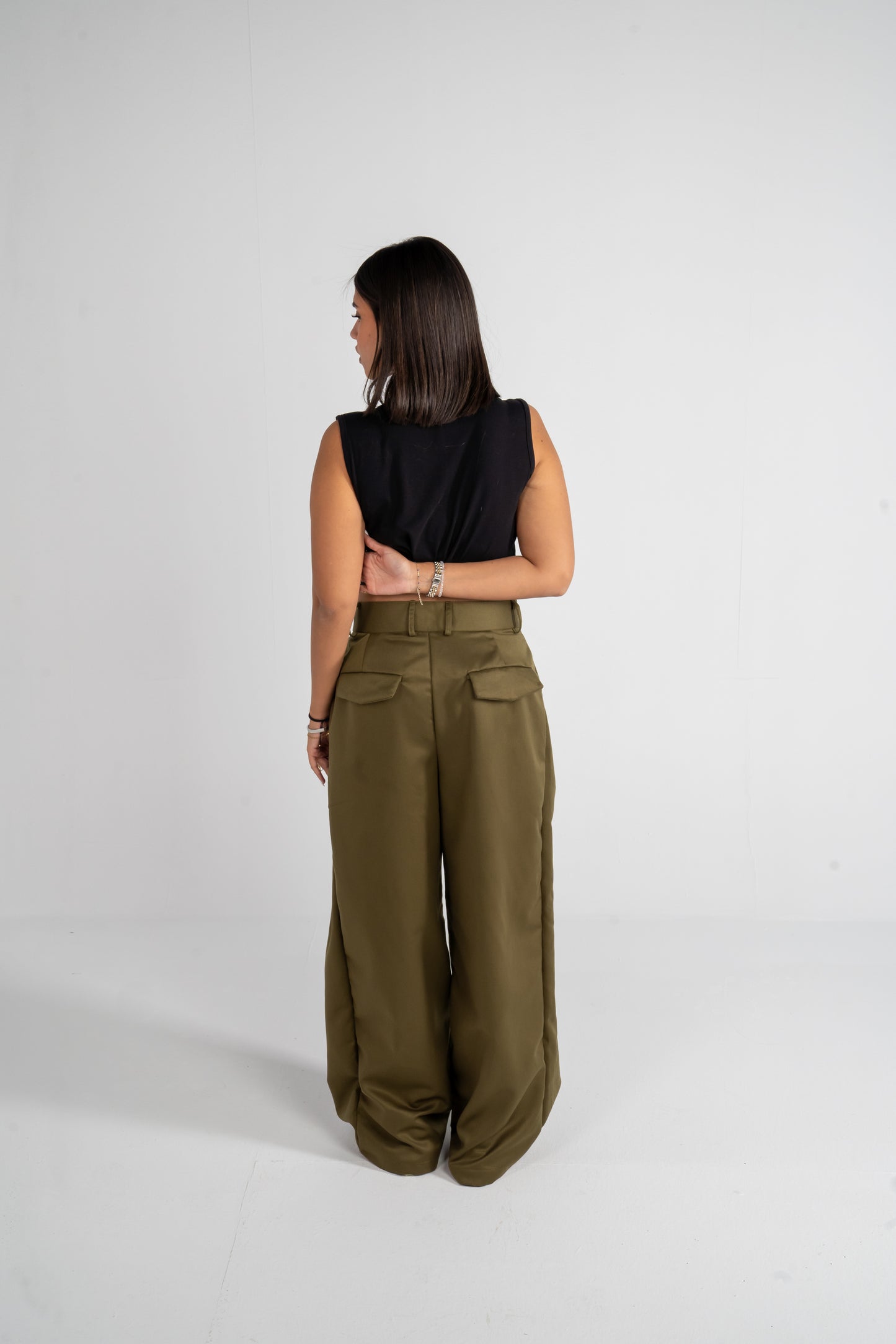 Olive Pleated Pants